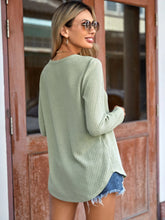 EMERY ROSE Notched Neckline Curved Hem Tee